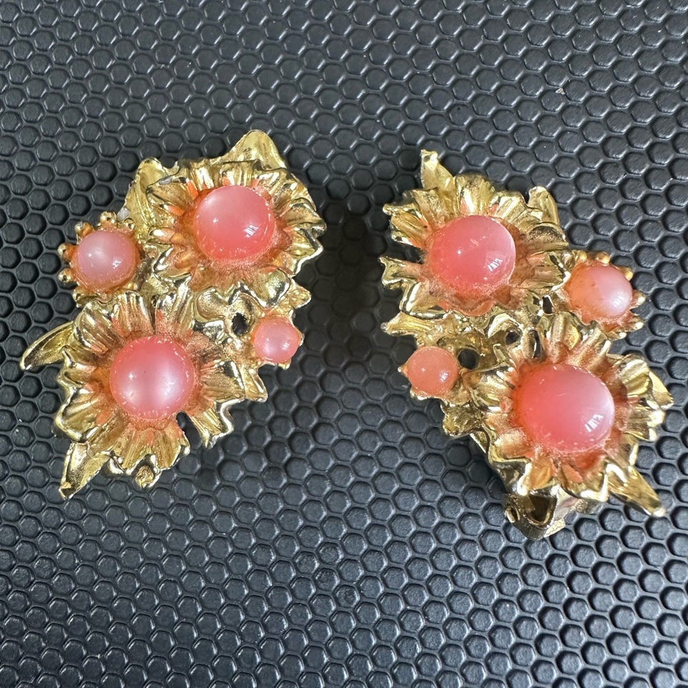 Pink Moonglow Earrings Clip-On, 1960s